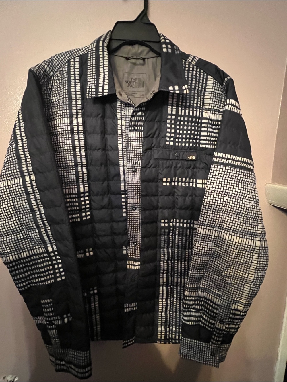 The North Face Men’s Black & White Patterned Quilted Jacket Like New Size L